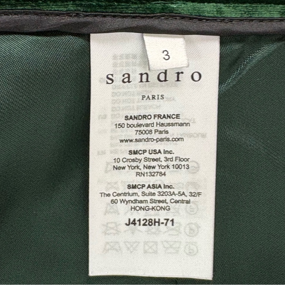 SANDRO Emerald Green Velvet Mini Skirt 3 (US 8) - Picture 7 of 15